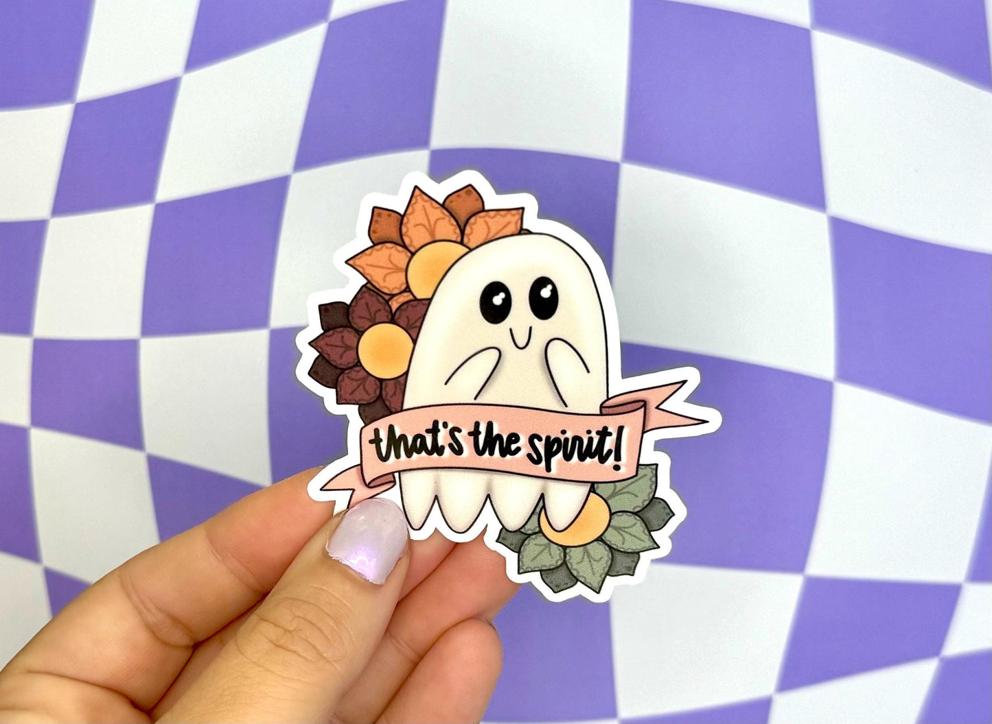 Cute Ghost That’s The Spirit Halloween Fall Sticker Fall Flowers Cartoon Waterproof Vinyl Decal