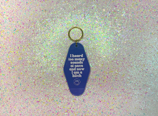 Overstimulated ADHD Too Many Sounds Hotel Keychain Neurodivergent Mental Health Purple Blue Gift Keyring