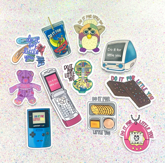 Do It For Little You Full Sticker Collection Inner Child Healing Mental Health Trauma Therapy 90’s Snacks Millenial Vinyl Gift Sticker Pack