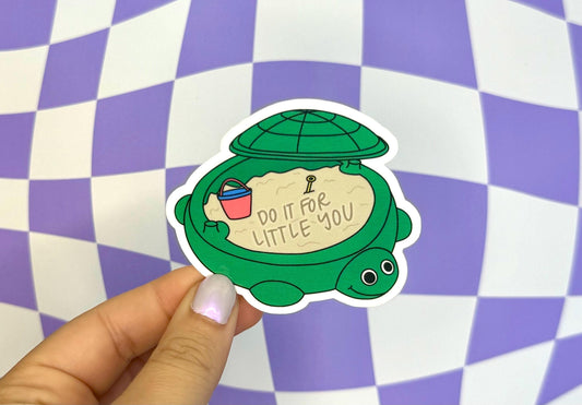 Do It For Little You Turtle Sandbox Cute Sticker Funny Mental Health 90’s Millenial Healing Journey Inner Child Laptop Sticker