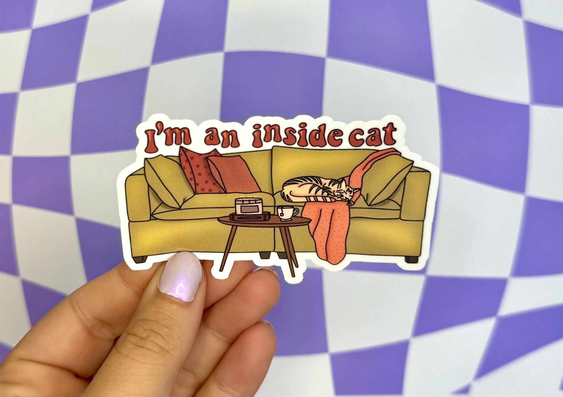 I’m An Inside Cat Introvert Sticker Trauma Healing Mental Health Therapy Blanket Cozy Millenial Vinyl Decal Gift