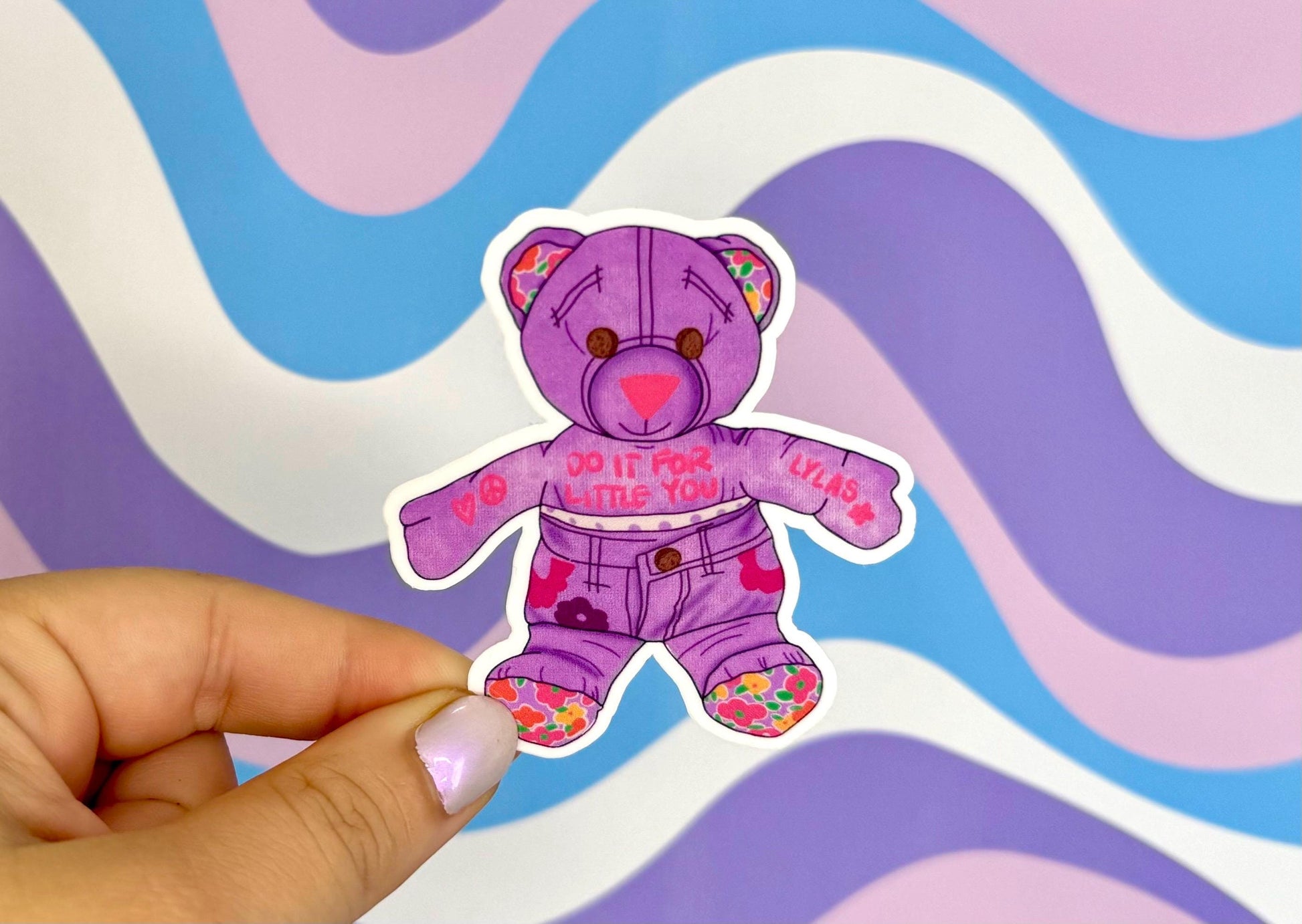 Doodle Bear Do It For Little You Sticker Inner Child Healing Mental Health Trauma Therapy 90’s Games Millenial Vinyl Gift